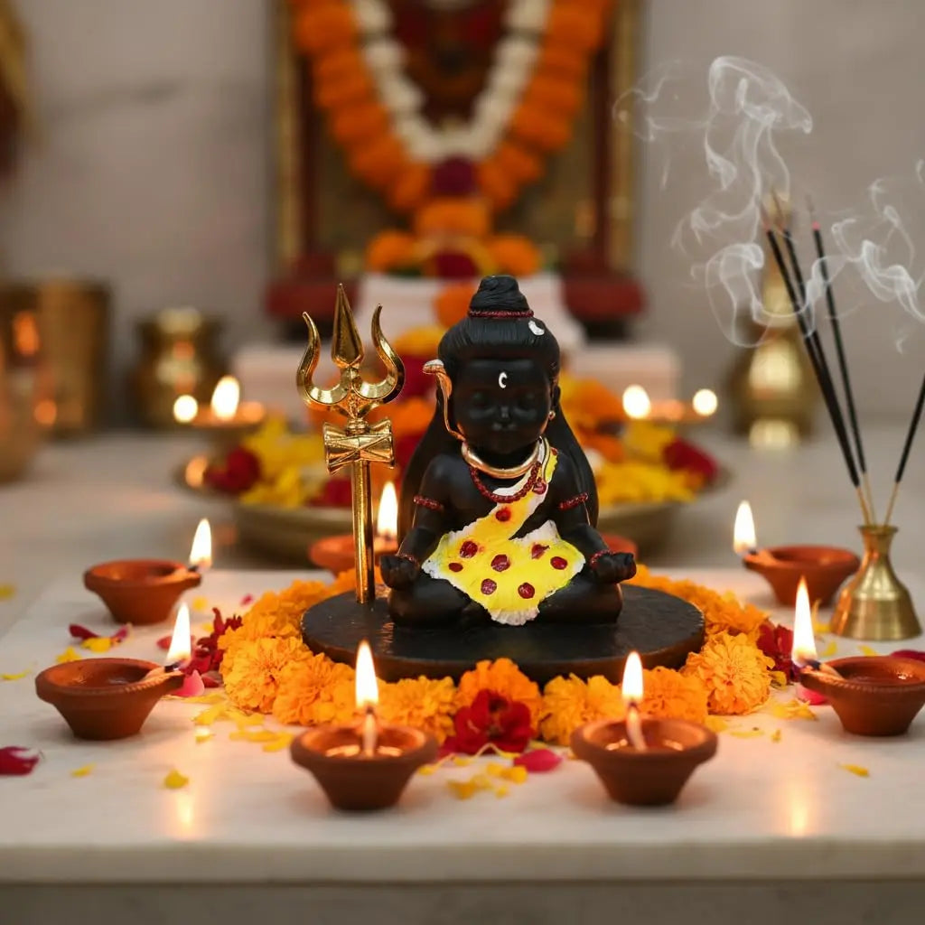Baal Shiva Black with Golden Trishul