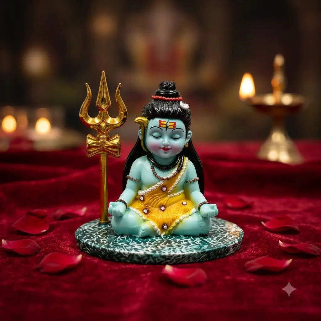 Baal Shiva Blue (Neelkanth) with Golden Trishul
