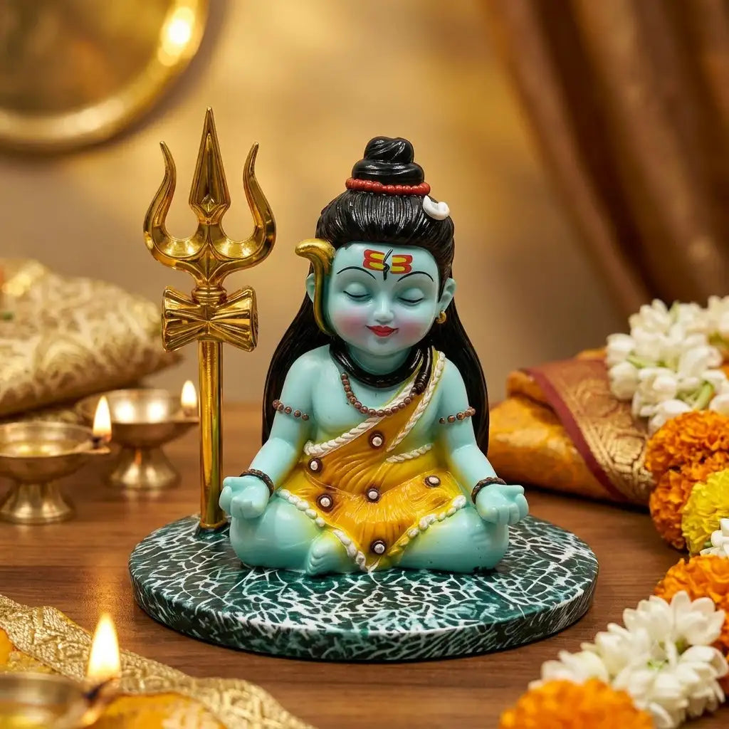 Baal Shiva Blue (Neelkanth) with Golden Trishul