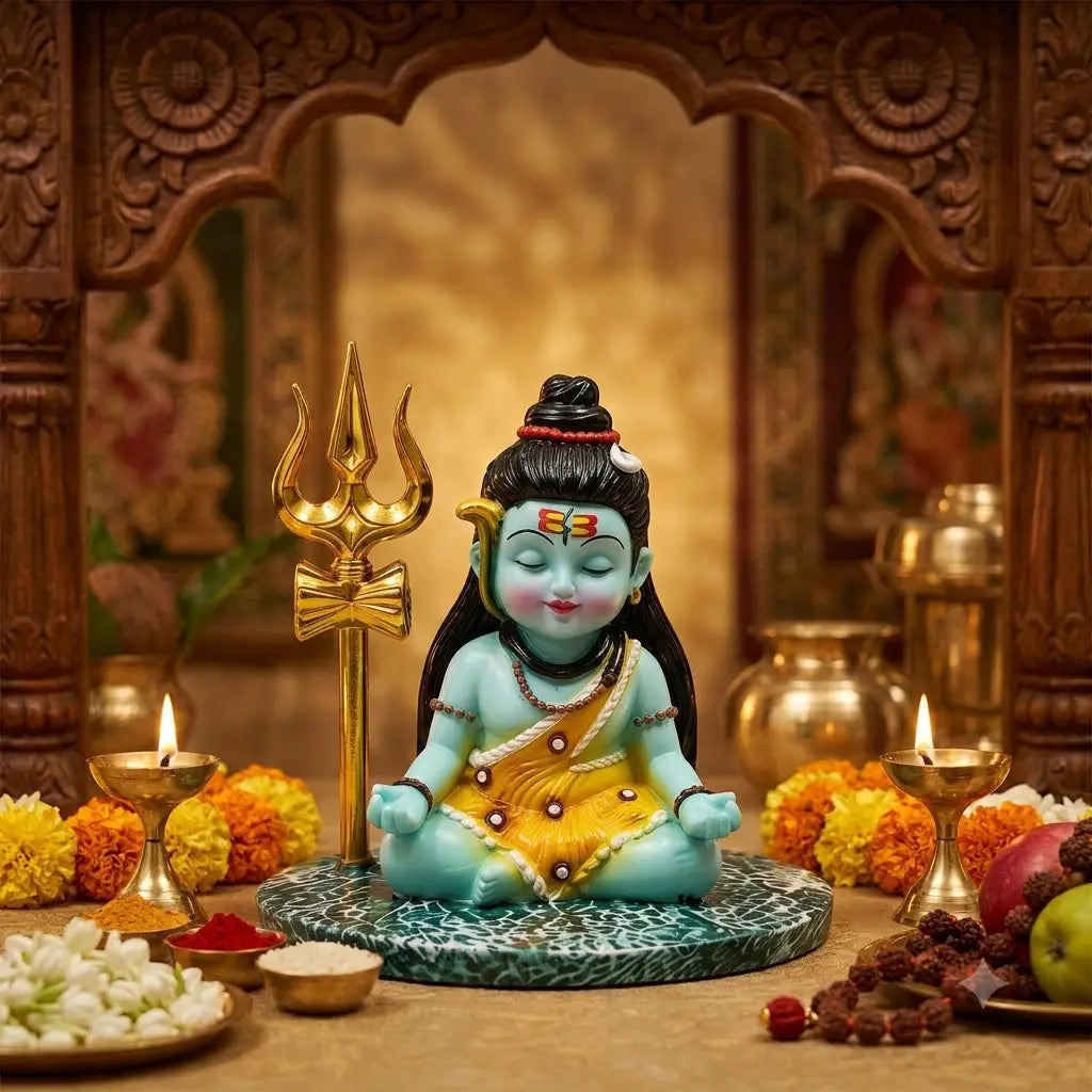 Baal Shiva Blue (Neelkanth) with Golden Trishul